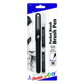 Pocket Brush Brush Pen - Black With 2 refill cartridges